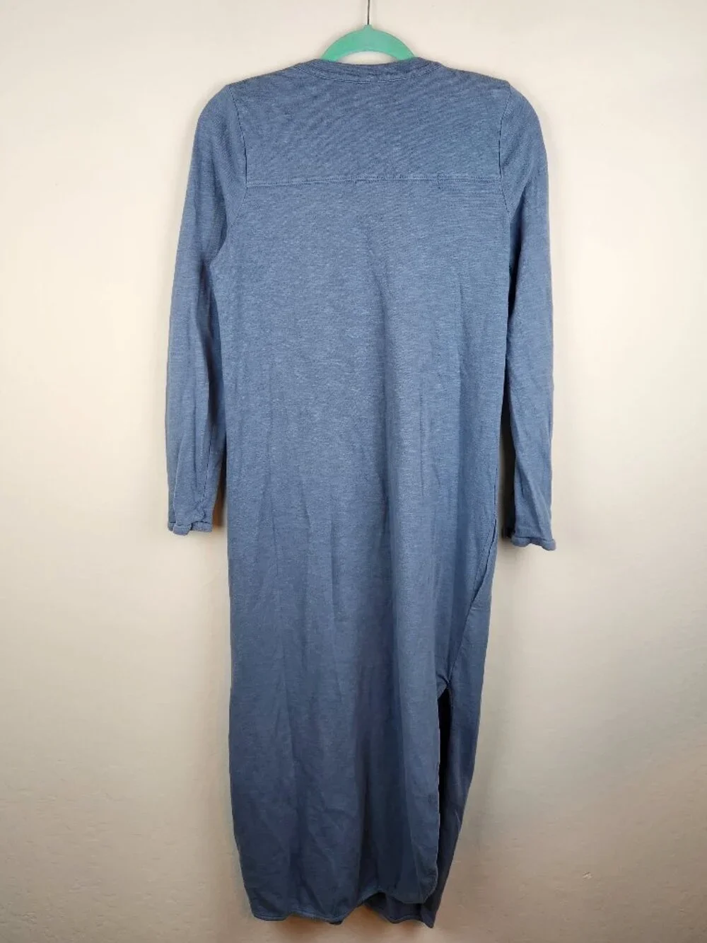 Free People Beach Something About Sam Blue Button Up Long Sleeve Shirt Dress M